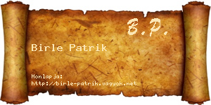 Birle Patrik névjegykártya